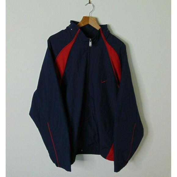 Nike Other - Nike 2XL Full Zip Windbreaker Rain Jacket Blue Red